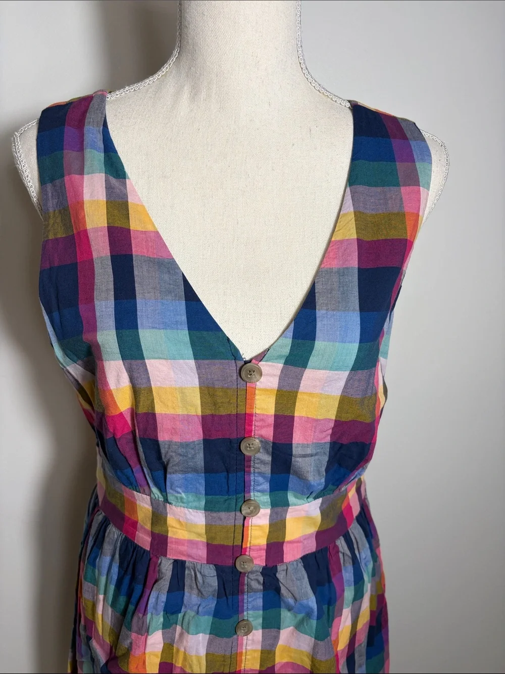 J.Crew Sleeveless Multicolor Plaid Button-Front Dress Size 10